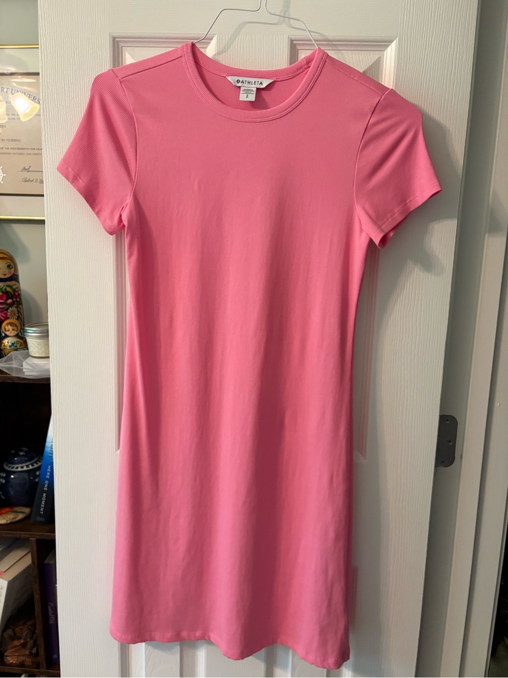Athleta Coral Pink Ribbed Tee Dress